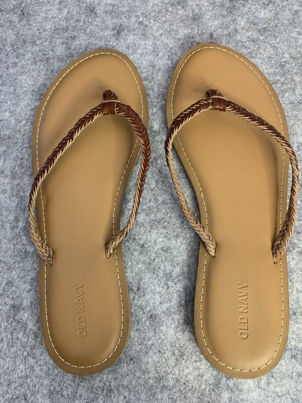 Old Navy Women's Size 10 By Aided Leather Flip Flops, Summer Casual Sandals